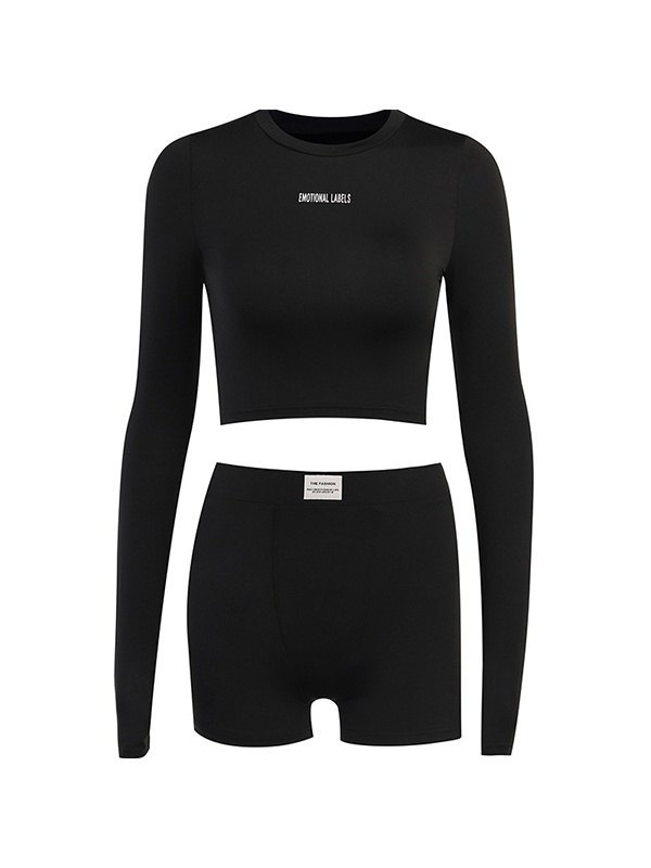 Vintage Langarm Crop Top Midiröcke Set-3