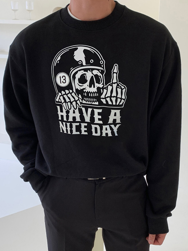 Herren-Pullover mit lustigem Totenkopf-Buchstaben-Print-3