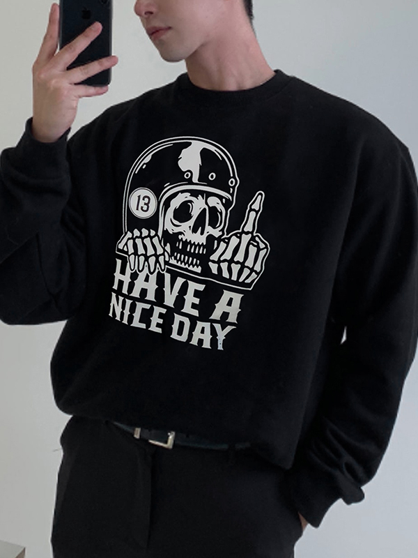 Herren-Pullover mit lustigem Totenkopf-Buchstaben-Print-1