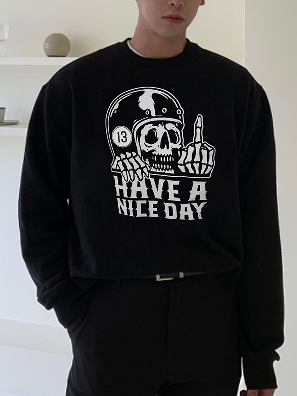 Herren-Pullover mit lustigem Totenkopf-Buchstaben-Print-4