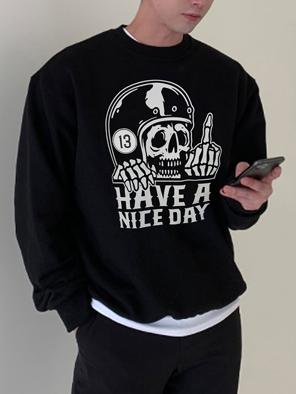 Herren-Pullover mit lustigem Totenkopf-Buchstaben-Print-2