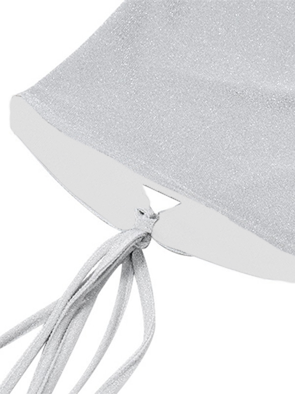 Kurz geschnittenes Trägershirt in Metallic-Silber mit Neckholder-5