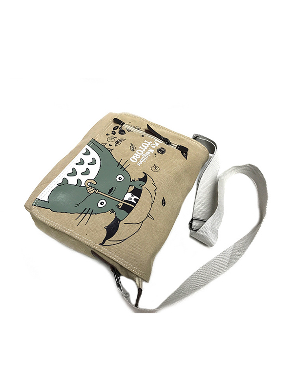 Entzückende Canvas-Umhängetasche mit Anime-Totoro-Aufdruck-2